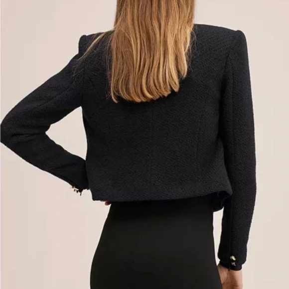 Mango Black Tweed Jacket Size Small - Picture 2 of 5